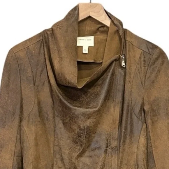 Silence + Noise Urban Outfitters Vegan Faux Leather Distressed Moto Jacket Small - Picture 8 of 9